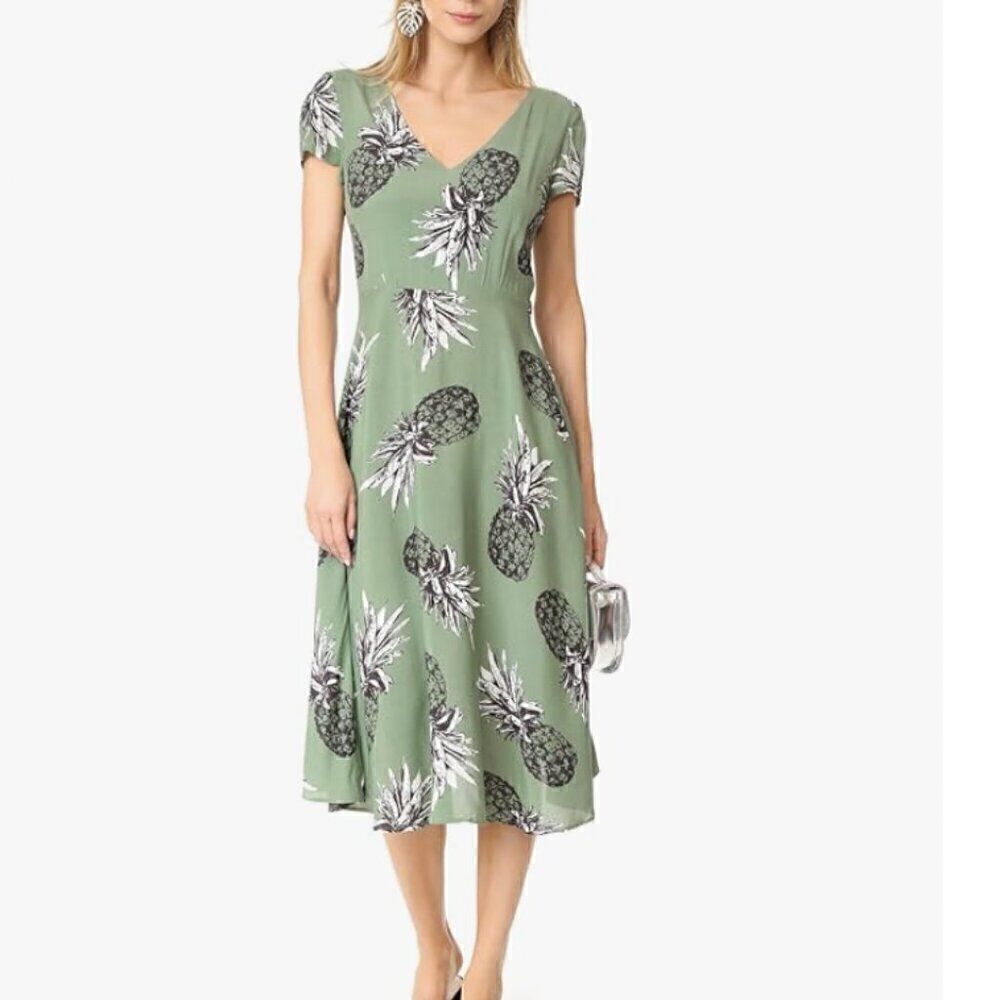 BB Dakota S CottageCore Bow 40s Pineapple Flowy Coquette Summer Dress MilkMaid